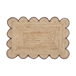 Aria Scalloped Brown Jute Indoor Mat