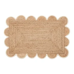Aria Scalloped Natural/White Jute Indoor Mat