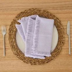Ashra Lilac Fringed Napkin Set of 4