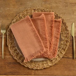 Ashra Rust Fringed Napkin Set of 4