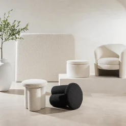 Avalon Boucle White Storage Ottoman