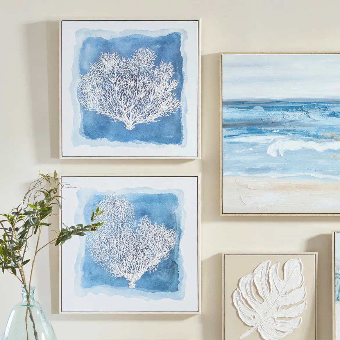 Azure Coral Textured Wall Art