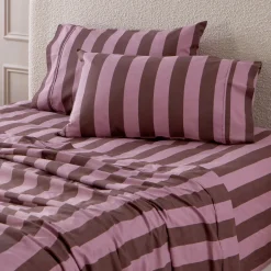 Berry Stripe Cotton Flannelette Sheet Set
