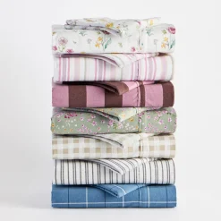 Blue Check Cotton Flannelette Sheet Set