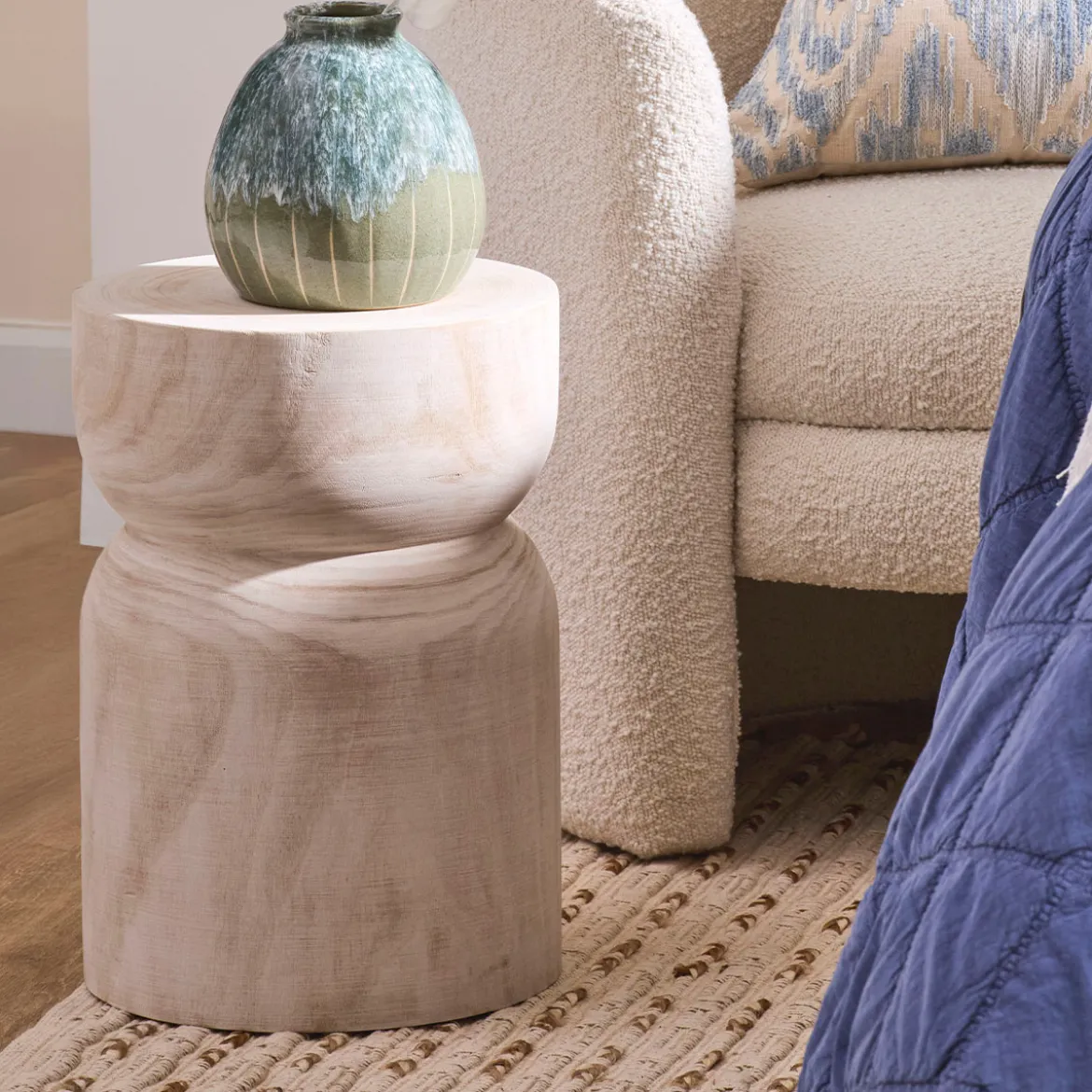 Bosa White Washed Stool