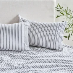Charcoal Stripe Cotton Flannelette Sheet Set