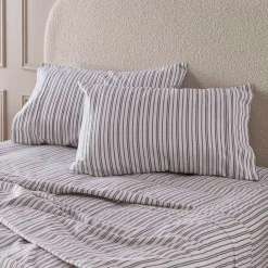 Charcoal Stripe Cotton Flannelette Sheet Set