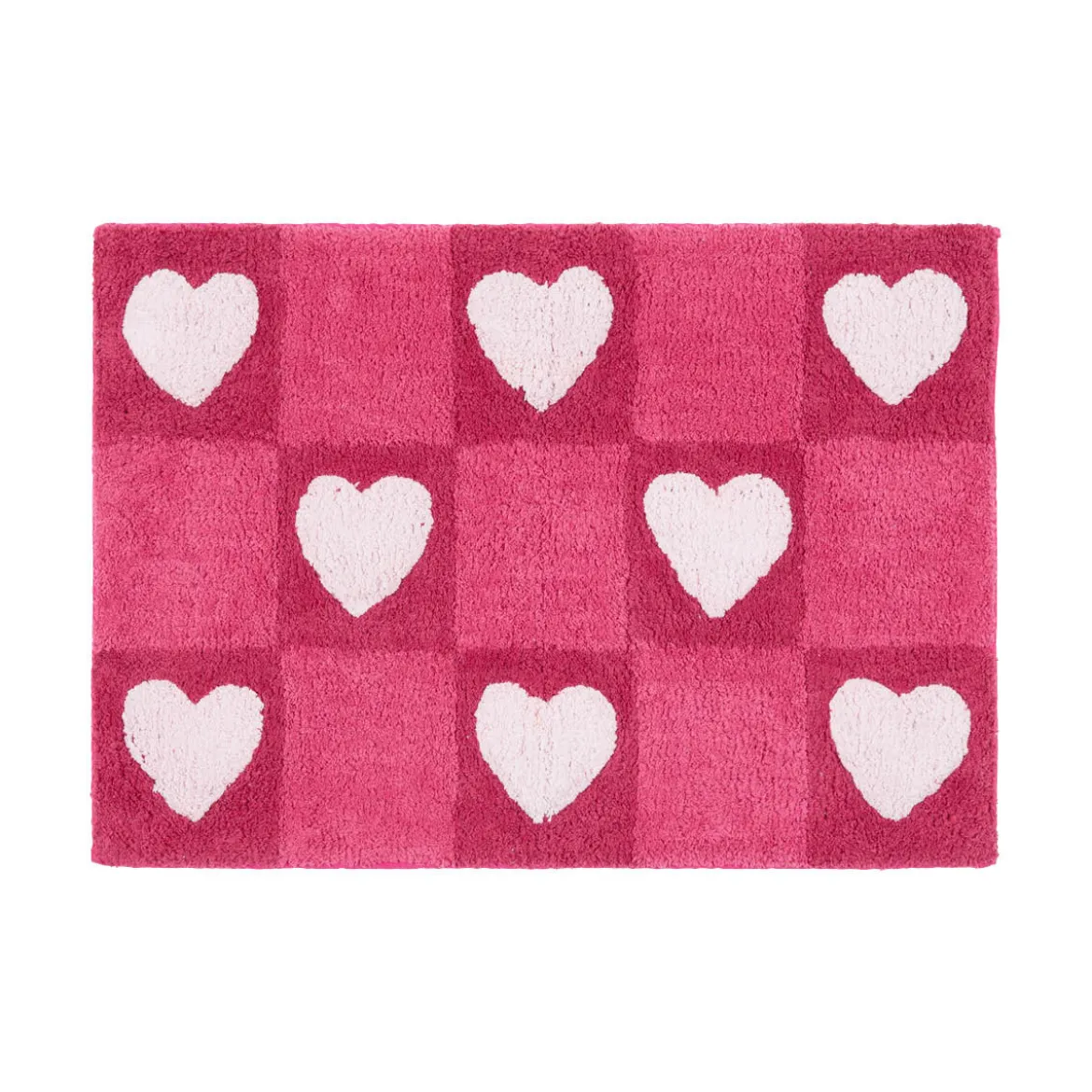 Checkered Hearts Bath Mat