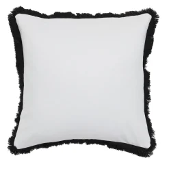 Chester White/Black Fringed Feather Cushion