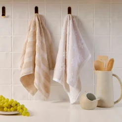 Daisy Natural Tea Towel Set of 2