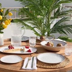Dapple White Bamboo Melamine Outdoor Dinnerware