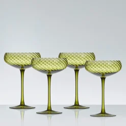 Della Green Cocktail Coupe Glass Set of 4
