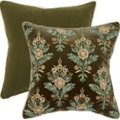 Elaris Floral Embroidered Velvet Cushion