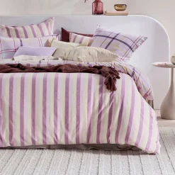 Ellah Reversible Check/Stripe Quilt Cover Set