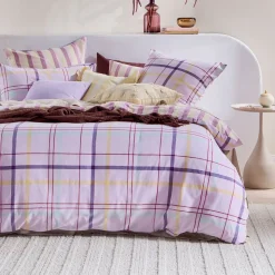 Ellah Reversible Check/Stripe Quilt Cover Set