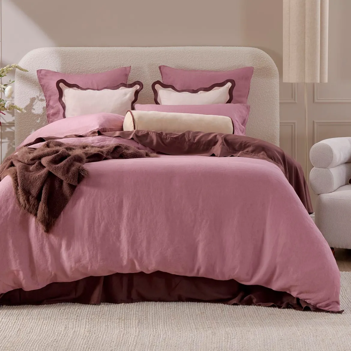 European Linen Rose Pink Quilt Cover Set