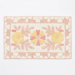 Floral Bloom Blush Pink Rectangle Bath Mat