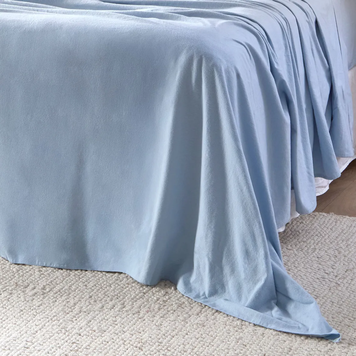 Light Blue Cotton Flannelette Sheet Set