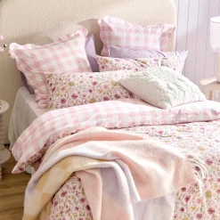 Lisette Reversible Floral/Check Quilt Cover Set