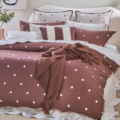 Louella Chocolate Polka Dot Quilt Cover Set