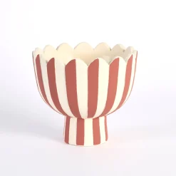 Lucy Rust Stripe Footed Decorative Pot