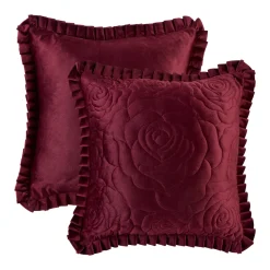 Lyra Embroidered Velvet Cushion with Frill