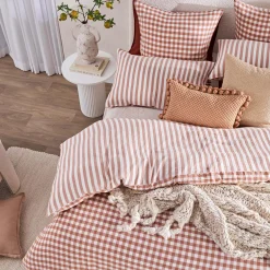 Maisie Reversible Caramel Check Quilt Cover Set
