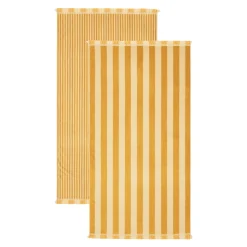 Maris Stripe Mustar Melon Reversible Beach towel