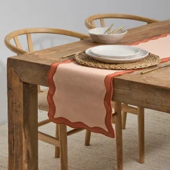 Maya Tan Scalloped Table Runner