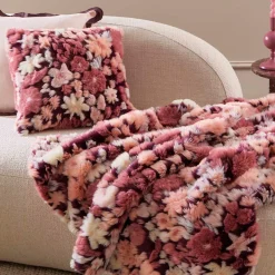 Mila Floral Faux Fur Jacquard Throw