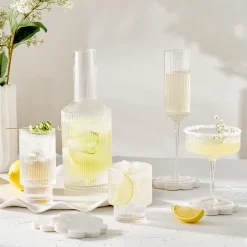 Mila Ribbed Clear Highball Glass Set of 4