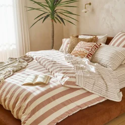 Milah Clay Stripe Quilt Cover Set