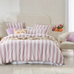 Milah Mauve Stripe Quilt Cover Set