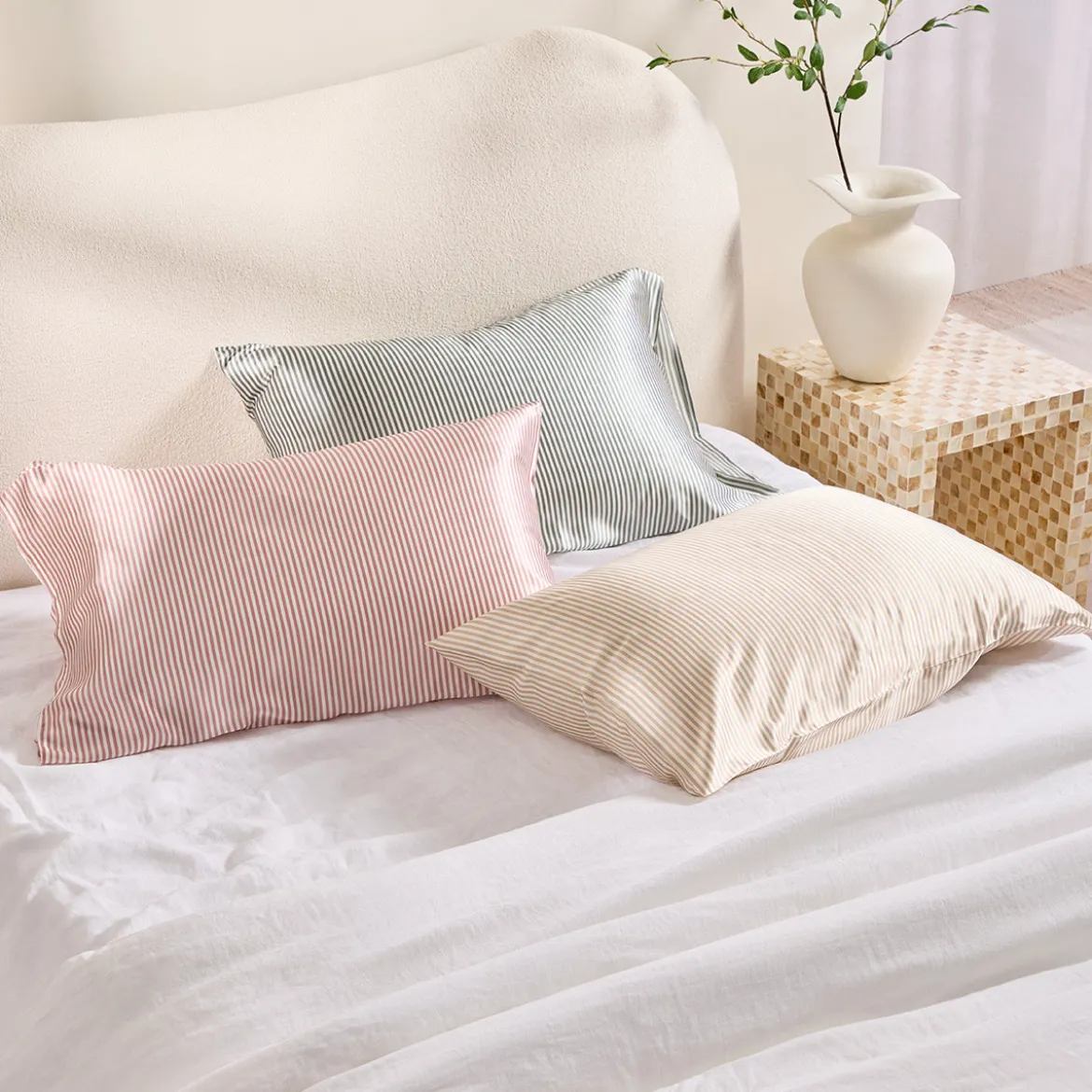 Mulberry Silk Natural Striped Pillowcase