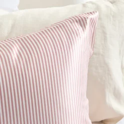 Mulberry Silk Vintage Rose Pink Striped Pillowcase