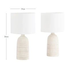 Mykonos 36cm Grey/Natural Table Lamp Set of 2