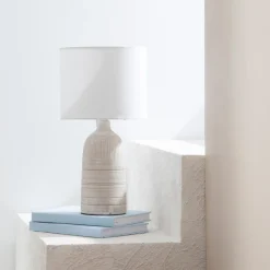 Mykonos 36cm Grey/Natural Table Lamp Set of 2