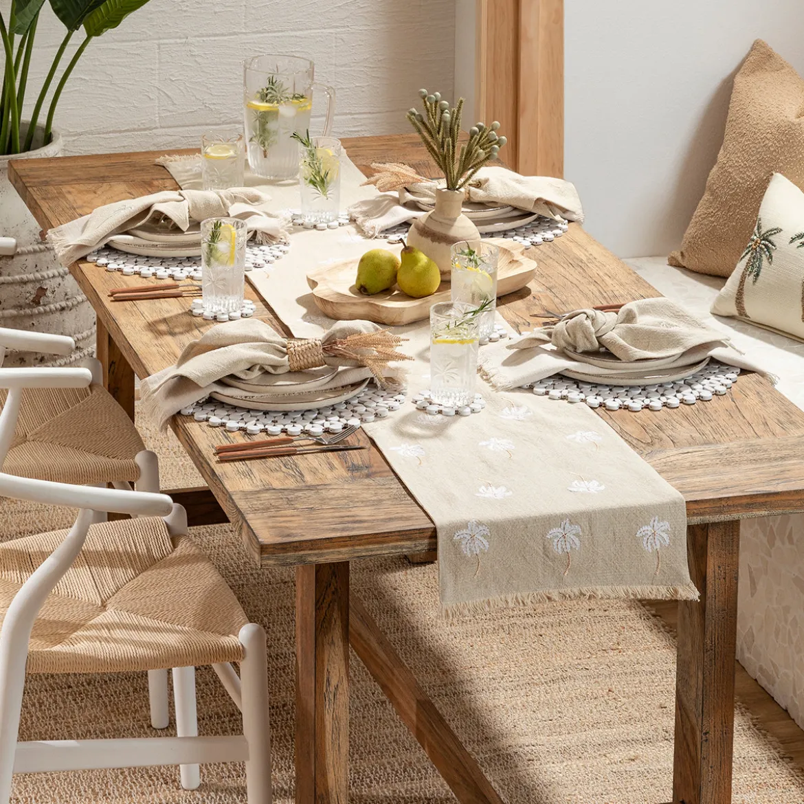 Palm Springs White Table Runner