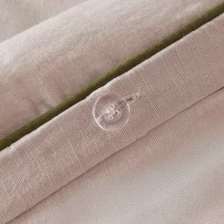 Piped Washed Linen Look Stone Quilt Cover Set