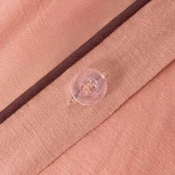 Piped Washed Linen Look Tan Quilt Cover Set