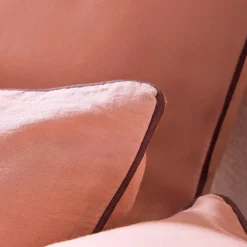 Piped Washed Linen Look Tan Quilt Cover Set