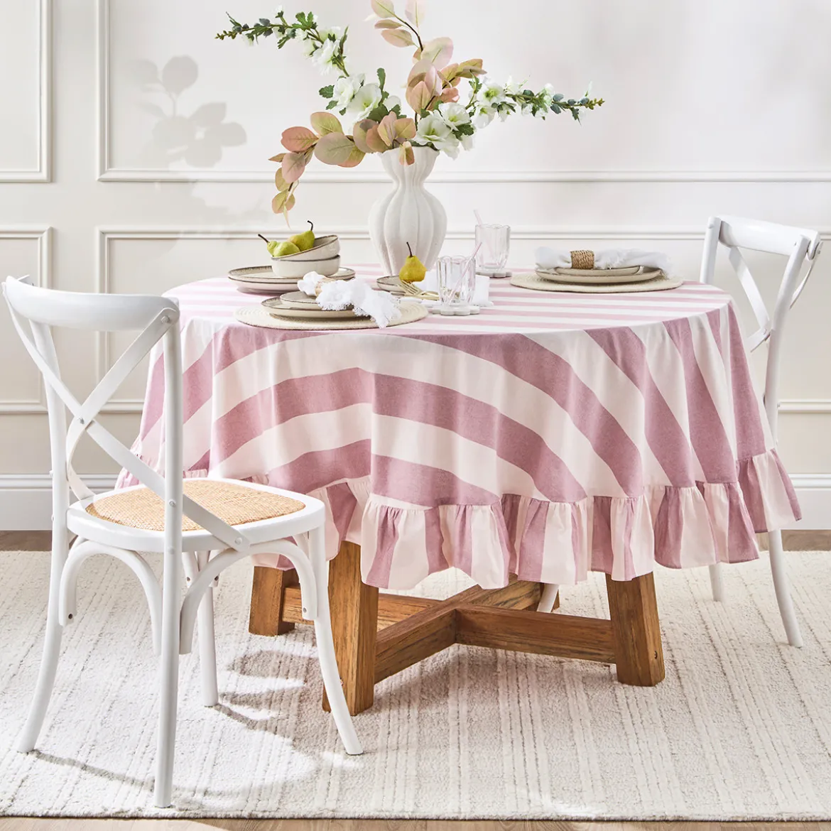 Piper Stripe Ruffle Table Cloth