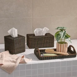 Rattan Black Wash Tissue Box Cover Range
