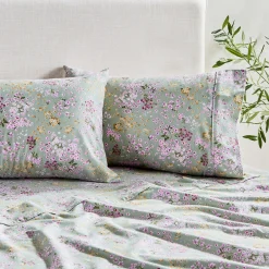 Sage Floral Cotton Flannelette Sheet Set