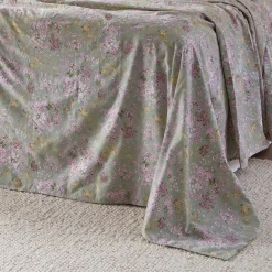 Sage Floral Cotton Flannelette Sheet Set