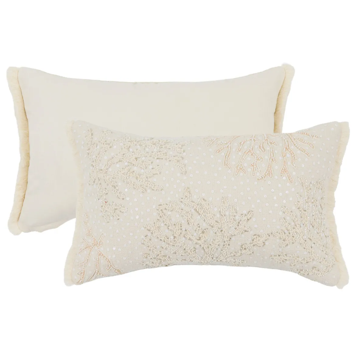 Solenne Coral Embroidered Cushion