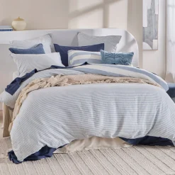 St Barts Light Blue Stripe Quilt Cover Set