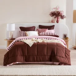 Suzi Chocolate Stripe Reverse Comforter Set