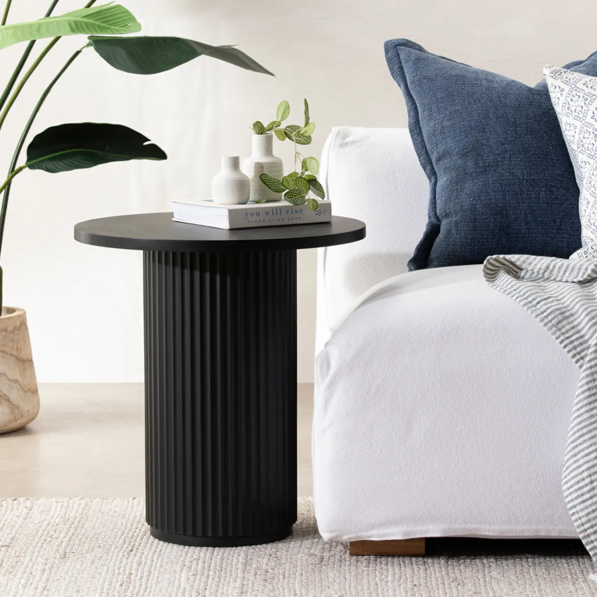 Tully Black Fluted Side Table