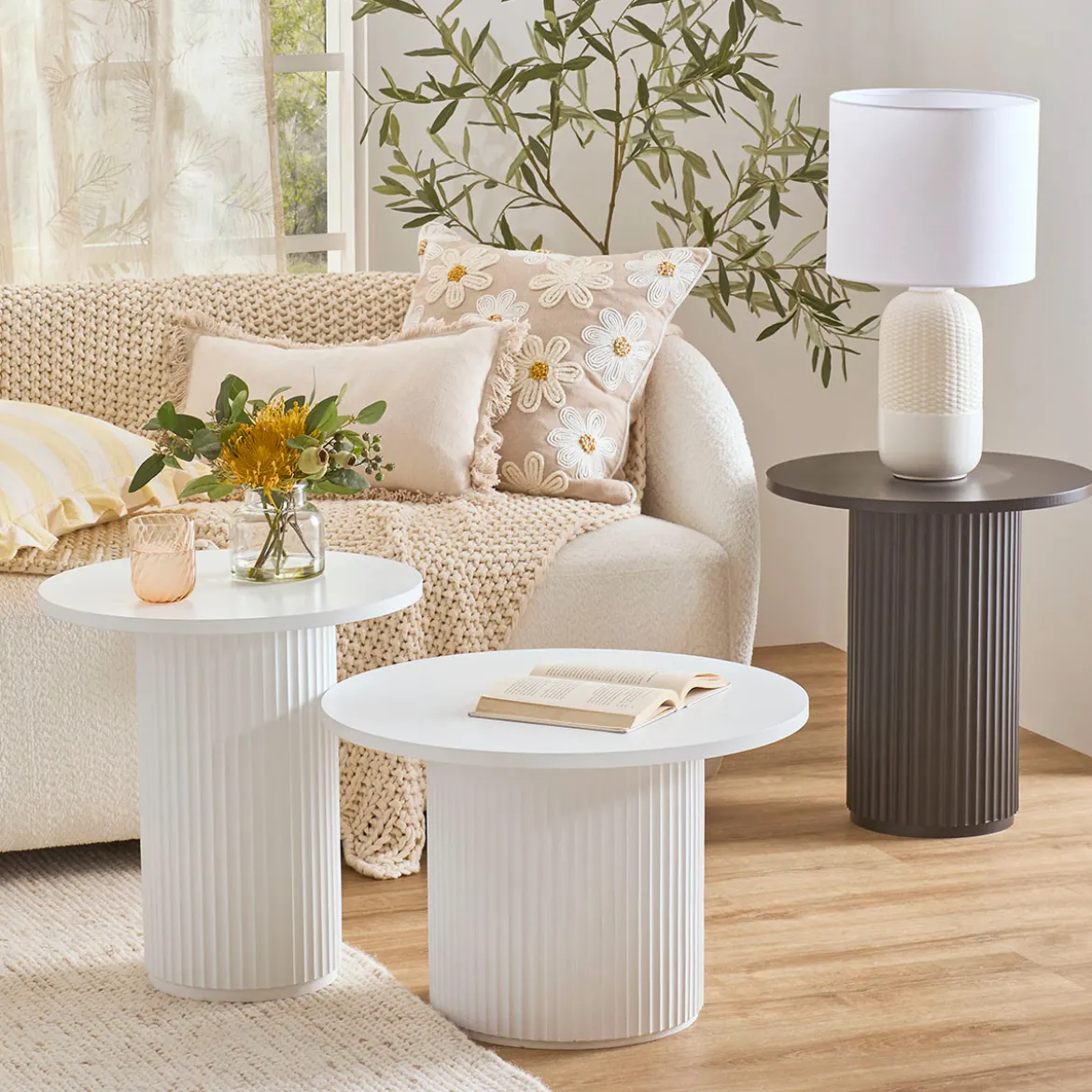 Tully Black Fluted Side Table